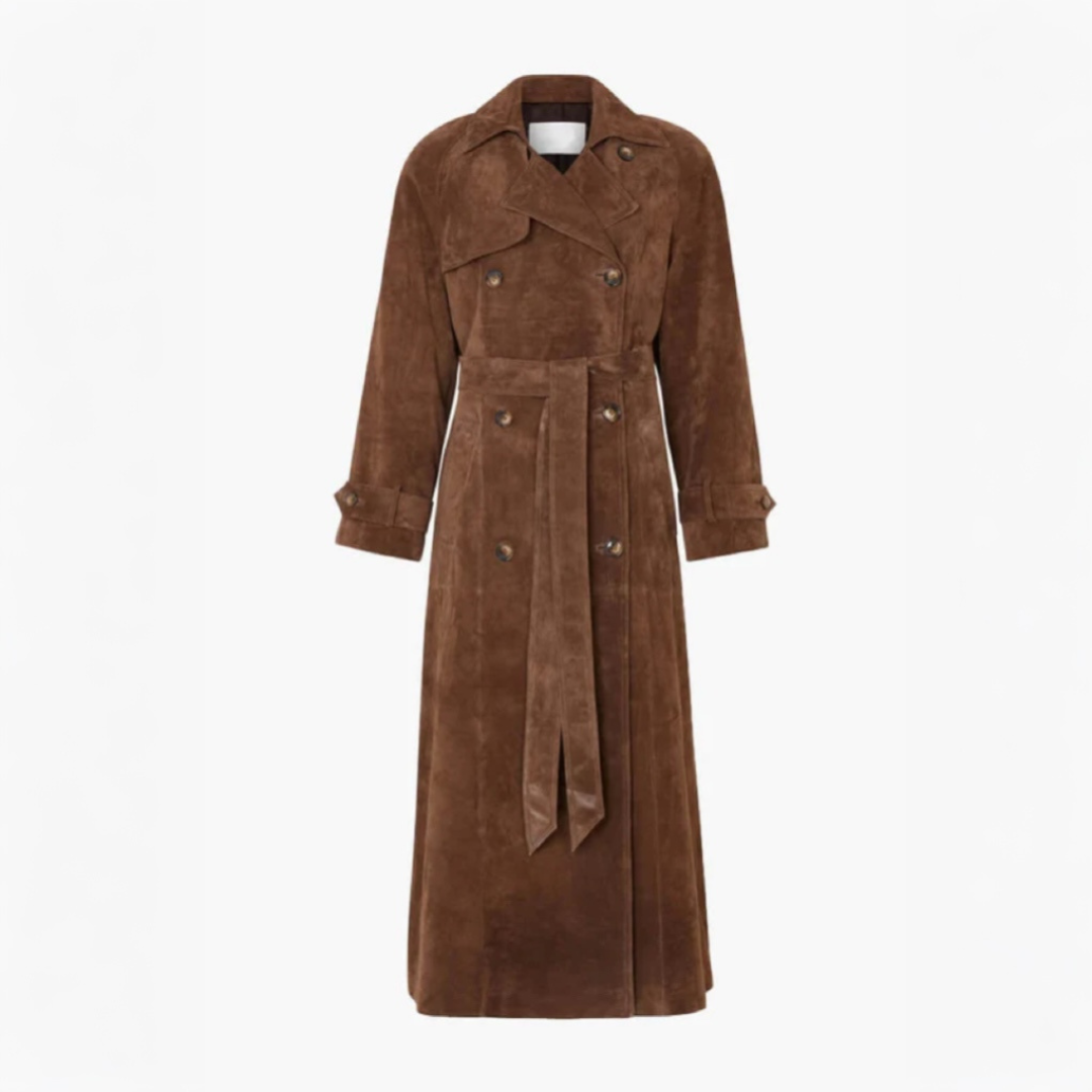 Solana - Suede Leather Trench Coat